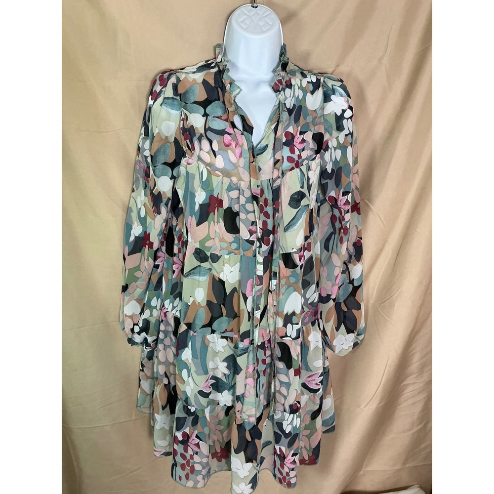 Unbranded‎ Tiered Mini Dress Womens M Multicolor Excellent Abstract Floral Boho